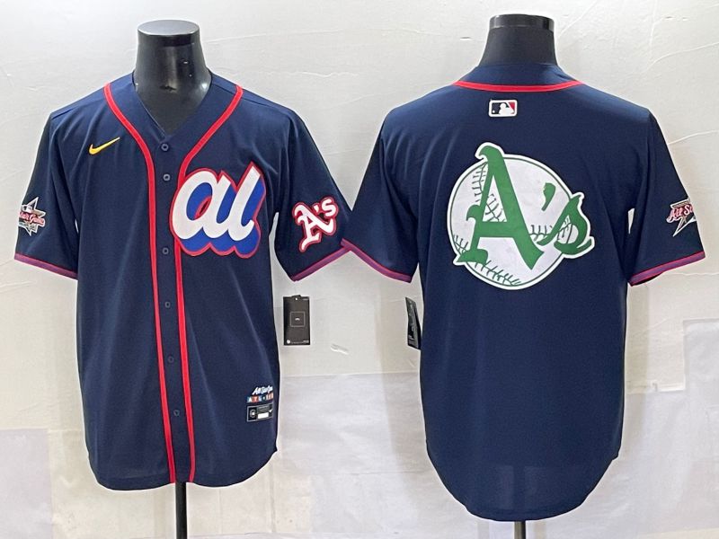Men 2025 Oakland Athletics Blank Drak Blue All star Nike MLB Jersey style 01